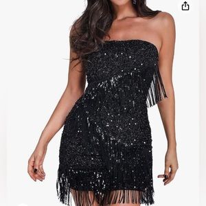 Strapless sequin dress